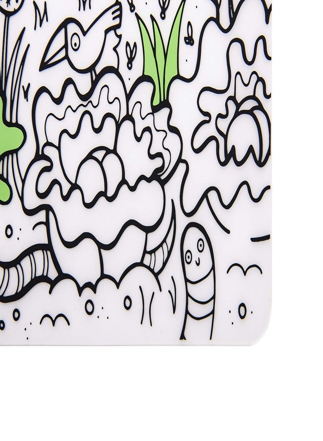 modern-twist 10 x 14 Reusable, Waterproof Coloring Mark-Mat Sheet for Kids, 100% Food-Grade Silicone, Pack of 1, Garden Play - Image 2